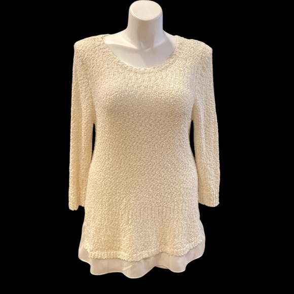 Dress Barn Cream Colored Boucle Knit Sweater With Nylon Insert Hem, Size XL, NWT - Picture 1 of 10